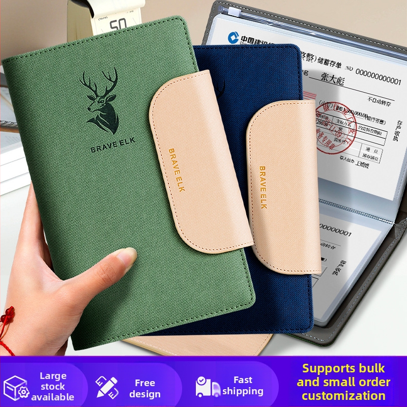 Real Week odinis daugiapuslapių klips dokumentų saugojimui su elnio galvos motyvu ir pritaikomu logotipu