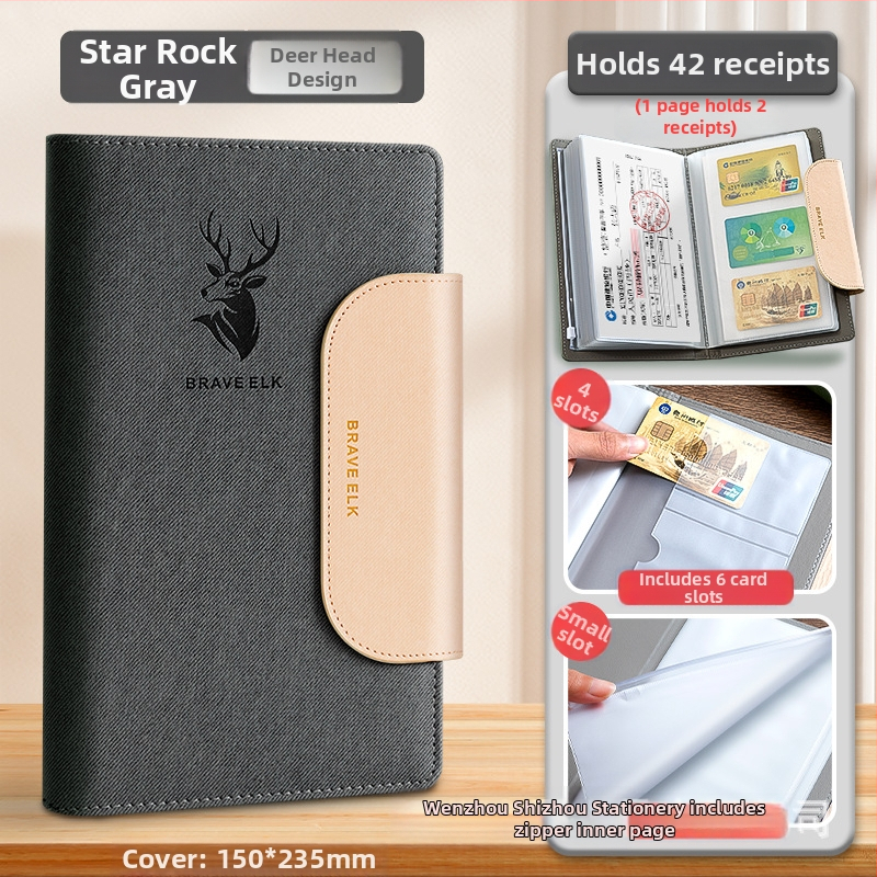 Real Week odinis daugiapuslapių klips dokumentų saugojimui su elnio galvos motyvu ir pritaikomu logotipu