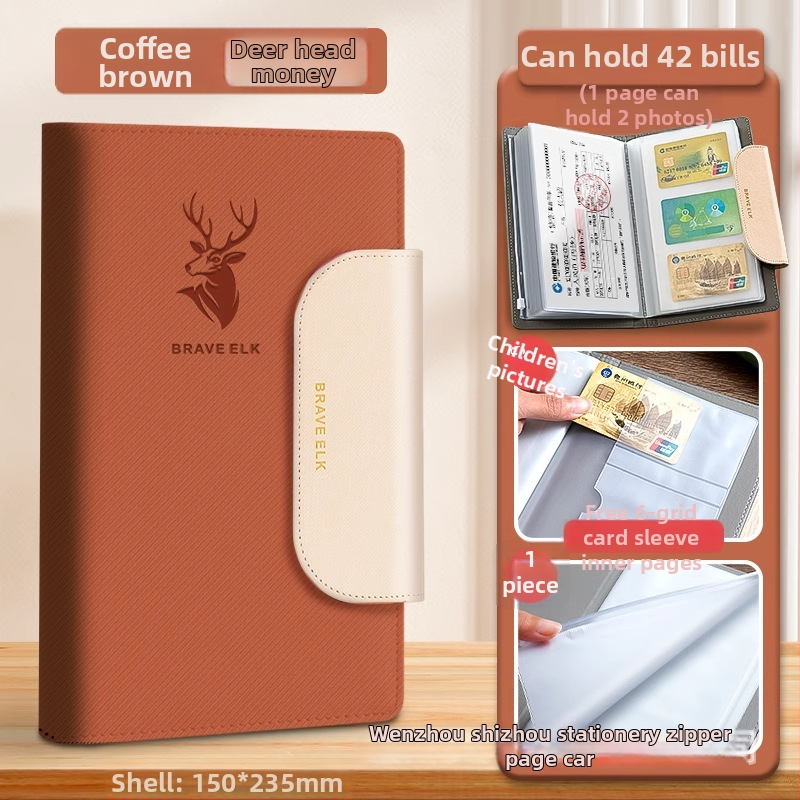 Real Week odinis daugiapuslapių klips dokumentų saugojimui su elnio galvos motyvu ir pritaikomu logotipu