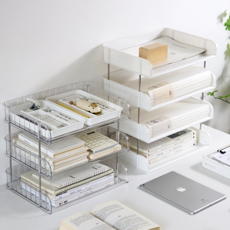 Raft pentru fișiere din PVC, două etaje, model multistrat