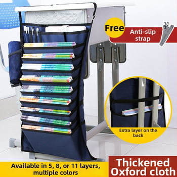 Darbo stalo pakabinama knygų dėžutė su neslidžia virve, Oxford audinys, daugiasluoksiai skyreliai (5/8/11 sluoksnių)