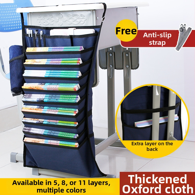 Darbo stalo pakabinama knygų dėžutė su neslidžia virve, Oxford audinys, daugiasluoksiai skyreliai (5/8/11 sluoksnių)