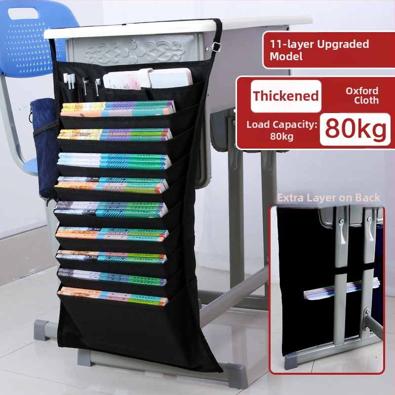 Darbo stalo pakabinama knygų dėžutė su neslidžia virve, Oxford audinys, daugiasluoksiai skyreliai (5/8/11 sluoksnių)