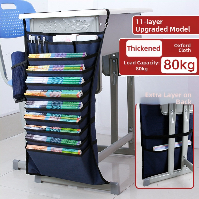 Darbo stalo pakabinama knygų dėžutė su neslidžia virve, Oxford audinys, daugiasluoksiai skyreliai (5/8/11 sluoksnių)