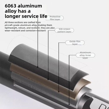 Unisex aliuminio lydinio teleskopinės žygio lazdos su išoriniu užraktu, 400 g, volframo plieno galvutė, tiesi rankena