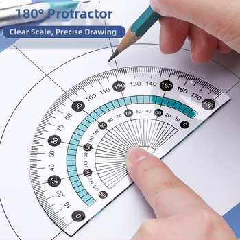 Daudzfunkcionāls lineālu komplekts ar zīmēšanas cirkuli un trijstūra lineālu – plastmasas, modelis MS-179F, tīrā masa 140
