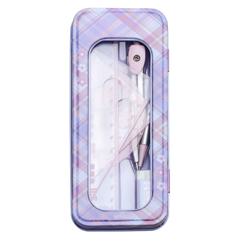 Daugiafunkcinis liniuotės rinkinys su braižymo kompasu ir trikampiu liniuotė – plastikinis, modelis MS-179F, grynoji masė 140