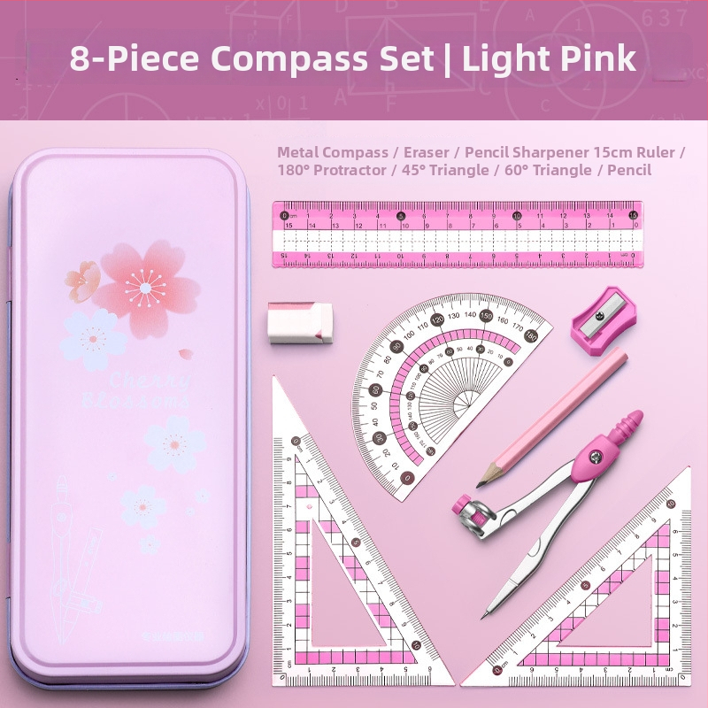 Daudzfunkcionāls lineālu komplekts ar zīmēšanas cirkuli un trijstūra lineālu – plastmasas, modelis MS-179F, tīrā masa 140