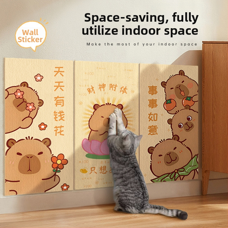 Water Wood Vertikālā sienas kaķu skrāpju plāksne – izturīga pret nodilumu, nesatur pūku, pašlīmējošā sienas uzlīme, Materiāls: paklāja audums, mīļš stils