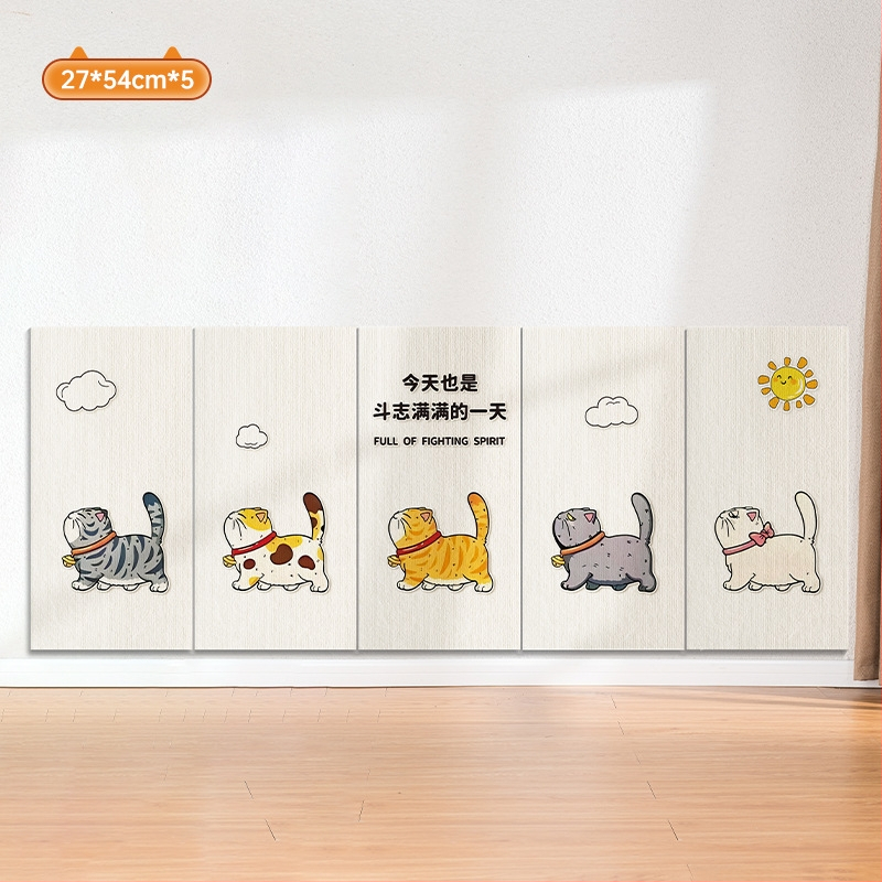 Water Wood Vertikalus sieninis kačių įbrėžimų plokštė – atspari dėvėjimui, nepalieka plaukų, lipnus sienos lipdukas, Medžiaga: kilpinis audinys, mielas stilius