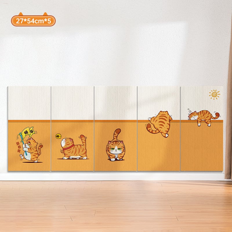 Water Wood Vertikalna zidna daska za grebanje mačaka – otporna na habanje, ne ostavlja dlake, samoljepljiva zidna naljepnica, Materijal: tepih tkanina, Slatki stil