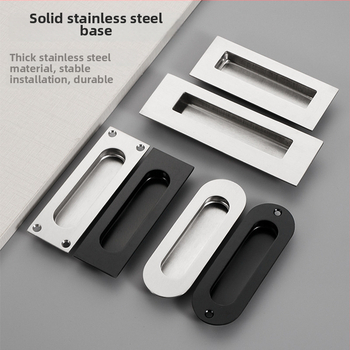 Slėptas nerūdijančio plieno slankio durų rankena, įmontuota, tekstūruota danga, modernus minimalistinis stilius