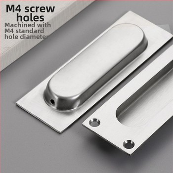 Slėptas nerūdijančio plieno slankio durų rankena, įmontuota, tekstūruota danga, modernus minimalistinis stilius