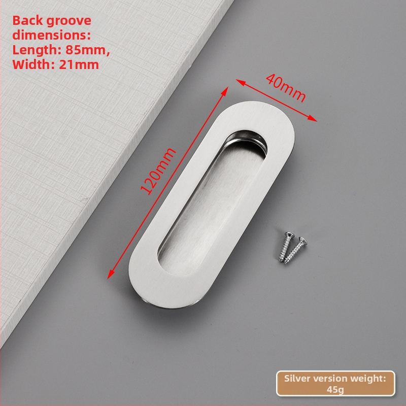 Slėptas nerūdijančio plieno slankio durų rankena, įmontuota, tekstūruota danga, modernus minimalistinis stilius