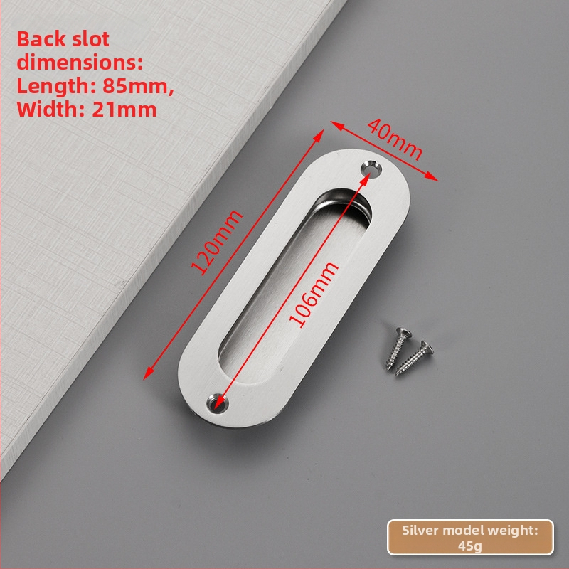 Slėptas nerūdijančio plieno slankio durų rankena, įmontuota, tekstūruota danga, modernus minimalistinis stilius