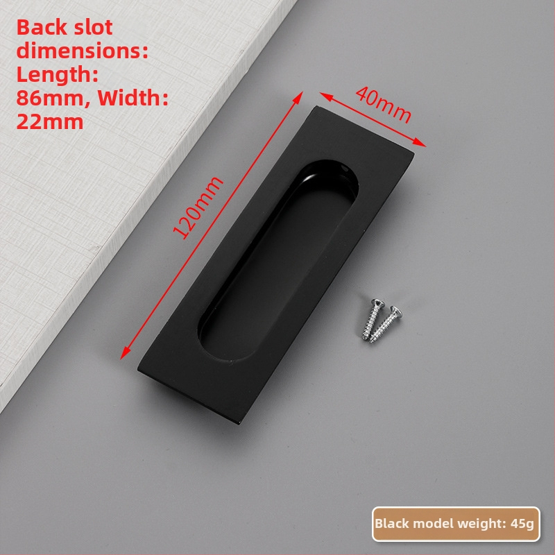 Slėptas nerūdijančio plieno slankio durų rankena, įmontuota, tekstūruota danga, modernus minimalistinis stilius