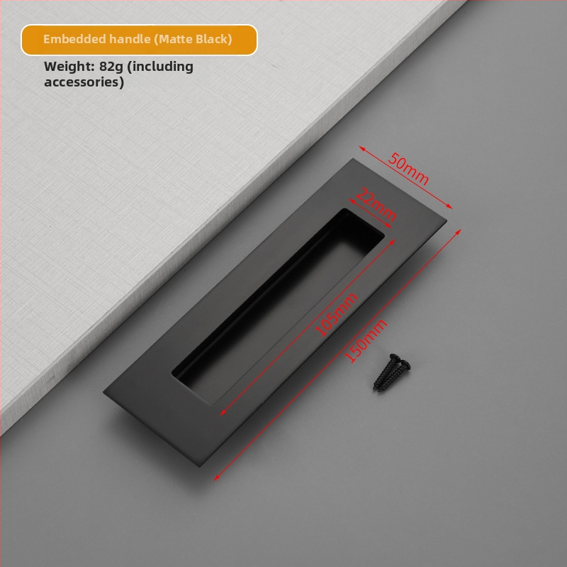 Slėptas nerūdijančio plieno slankio durų rankena, įmontuota, tekstūruota danga, modernus minimalistinis stilius