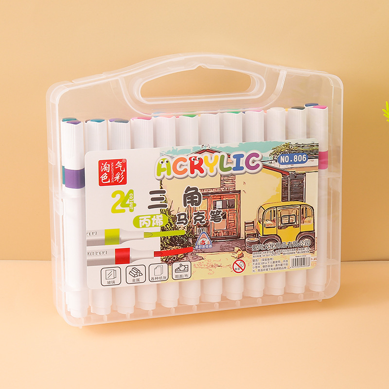 Love shang Akrilinių žymeklių rinkinys su trikampiu korpusu dienoraščiui ir eskizams, dėžutėje, papildomos spalvos: 12/24/36/48/60/72/80