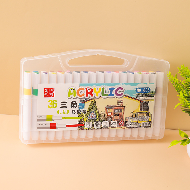 Love shang Akrilinių žymeklių rinkinys su trikampiu korpusu dienoraščiui ir eskizams, dėžutėje, papildomos spalvos: 12/24/36/48/60/72/80