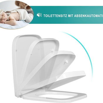 Capac de toaletă din rășină UF, formă U, stil modern minimalist, cu amortizor, distanță reglabilă între găurile de montaj