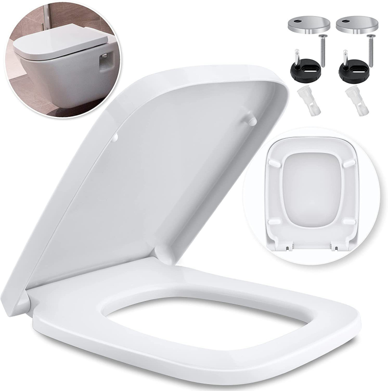 Capac de toaletă din rășină UF, formă U, stil modern minimalist, cu amortizor, distanță reglabilă între găurile de montaj