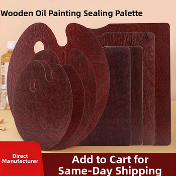 Drevená paleta na olejomaľbu, ručne maľovaná oválná paleta s glazovaným povrchom pre študentov výtvarného umenia