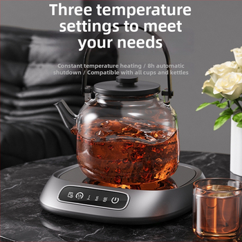 Atnaujintas termostatinis padėkliukas puodeliui - 3 temperatūros lygiai, ABS korpusas, USB maitinimas, mygtuko ir prisilietimo valdymas, automatinis išjungimas