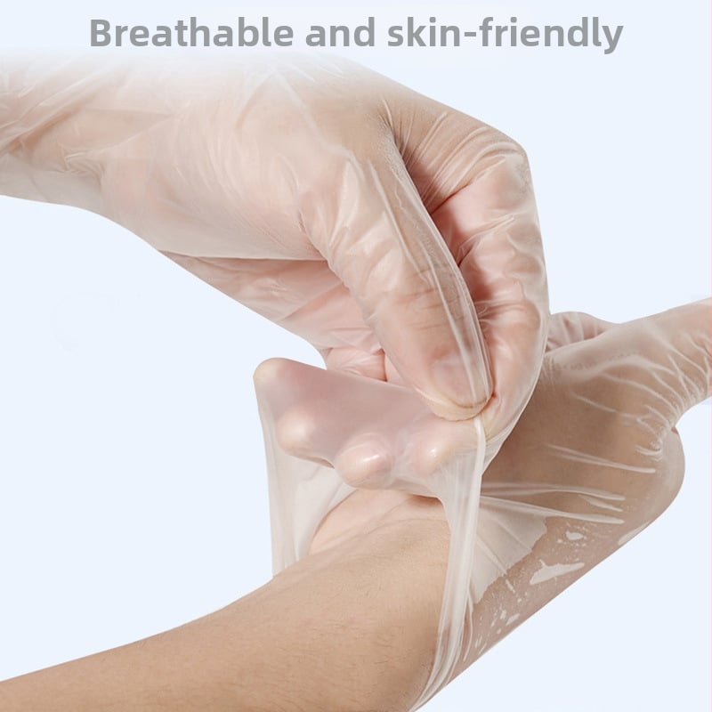 Vienreizējās lietošanas PVC cimdi, pārtikas kvalitāte, caurspīdīgi un uzbiezināti, skaistumam un frizieriem, 50 pāri