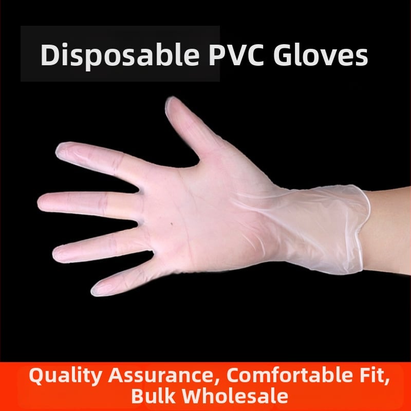 Vienreizējās lietošanas PVC cimdi, pārtikas kvalitāte, caurspīdīgi un uzbiezināti, skaistumam un frizieriem, 50 pāri