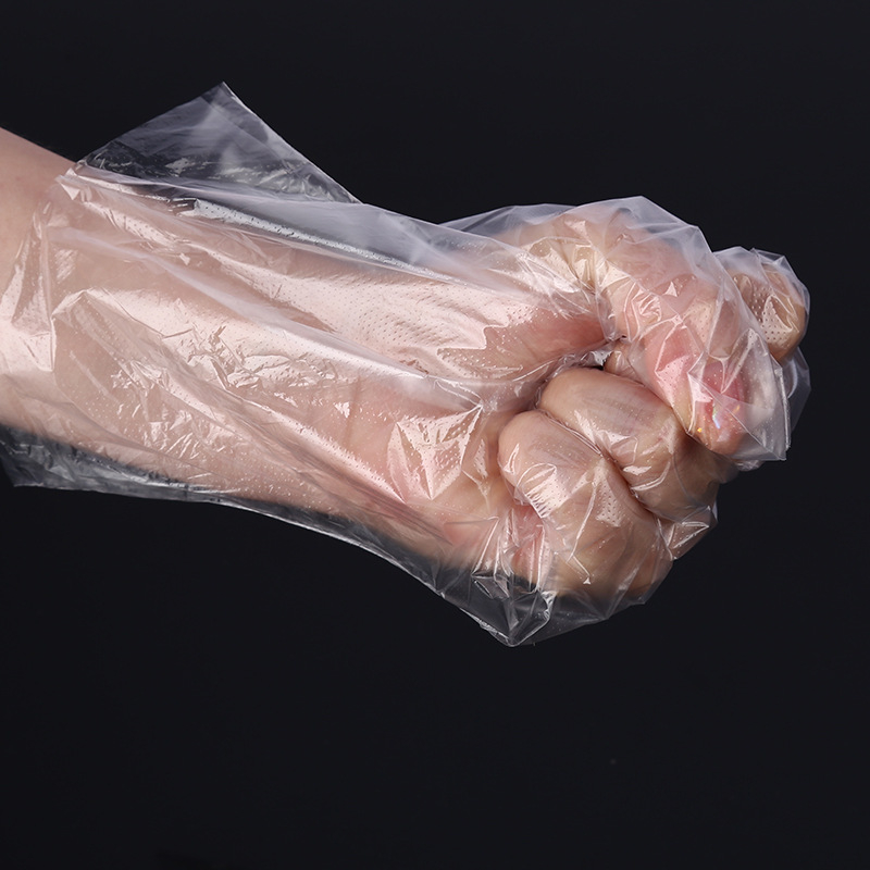 Vienkartinės PE pirštinės, skaidrios, sustiprintos, alyvos atsparios (Medžiaga: PE; Raštas: Skaidrus; Storis: 1; Funkcija: Vienkartinės alyvai atsparios pirštinės; Maisto kokybės)