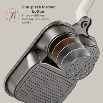 Trys viename pusryčių keptuvė — aliuminis, nelipni danga, daugiasluoksnis dugnas, skirta omletėms, kiaušiniams ir kepsniams, suderinama su visomis viryklėmis