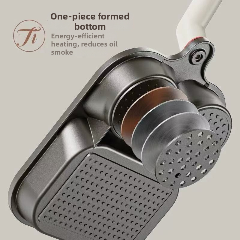 Trys viename pusryčių keptuvė — aliuminis, nelipni danga, daugiasluoksnis dugnas, skirta omletėms, kiaušiniams ir kepsniams, suderinama su visomis viryklėmis