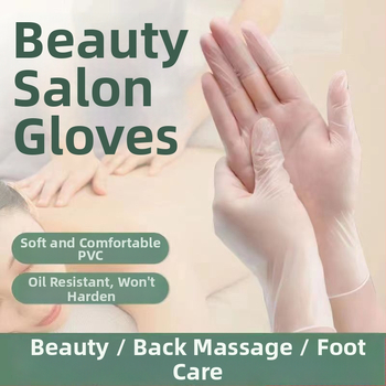 Vienkartinės PVC masažo pirštinės grožio salonams – neslystantis paviršius, skaidrus dizainas, pritaikoma