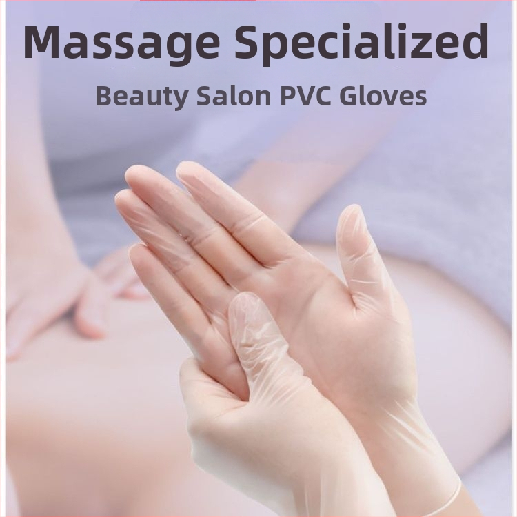 Vienreizējās PVC masāžas cimdi skaistumkopšanas salonam – pretslīdēšana, caurspīdīgs dizains, pielāgojama