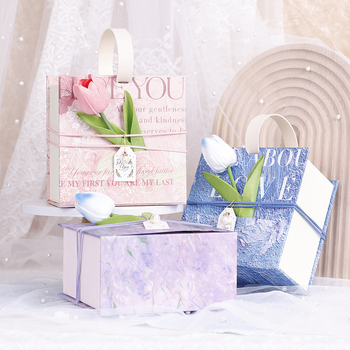 Pulmadeks mõeldud kinkekarp vöökäepidemega, uus Euroopa stiil, materjal: paber, kuumpressimine, stiil: veidi värske, karbi tüüp: kunstilised variatsioonid