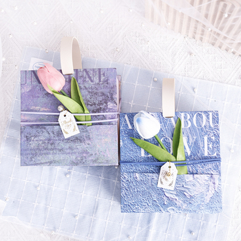 Pulmadeks mõeldud kinkekarp vöökäepidemega, uus Euroopa stiil, materjal: paber, kuumpressimine, stiil: veidi värske, karbi tüüp: kunstilised variatsioonid