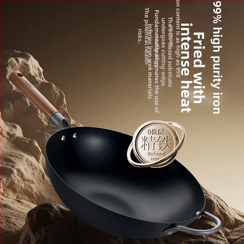 Wok iš gryno geležies be dangtelio, plokščiu dugnu, tinkamas dujinėms viryklėms, modeliai Cf32j5p/CF34j5p/CF36j5p