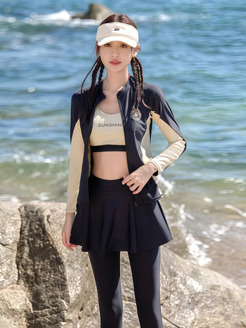 Γυναικείος μαγιό UV προστασίας τετραμερούς σετ με μακριά μανίκια και μακριά παντελόνια; επένδυση στήθους χωρίς ενίσχυση; ύφασμα πολυεστέρα 94%, φόδρα πολυεστέρα 94%, βάρος 200 g