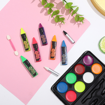 Boyixuan Set na maľovanie tváre a tela – vodou riediteľný krém, rýchle sušenie, ľahké umývanie, osem odtieňov, Halloween.