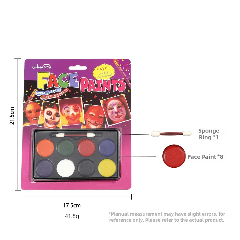 Boyixuan Set na maľovanie tváre a tela – vodou riediteľný krém, rýchle sušenie, ľahké umývanie, osem odtieňov, Halloween.