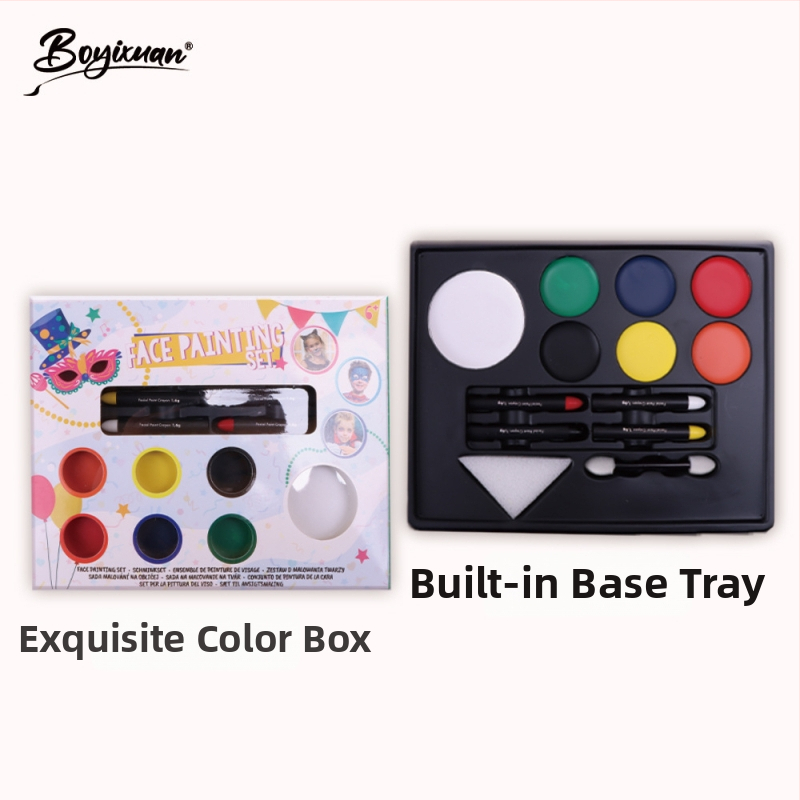 Boyixuan Set na maľovanie tváre a tela – vodou riediteľný krém, rýchle sušenie, ľahké umývanie, osem odtieňov, Halloween.