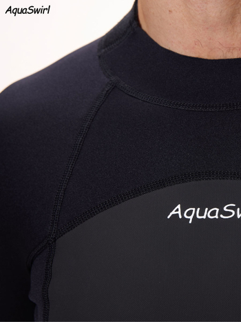 Vyrų neopreno plaukimo kostiumas su trumpomis rankovėmis – greitai džiūsta, AquaSwirl – tinkamas nardymui ir snorkeliavimui