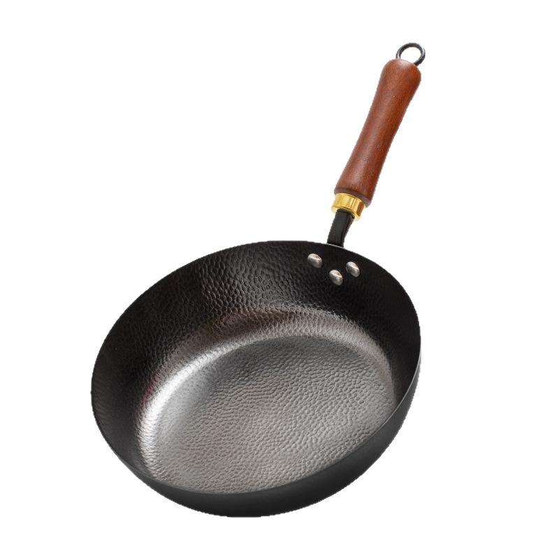 Tigaie plată din fier forjat pentru ouă și fripturi, realizată manual, fără strat, din fier rafinat, potrivită pentru plite cu inducție și gaze, model Pd-jg-015, greutate 1,1 kg