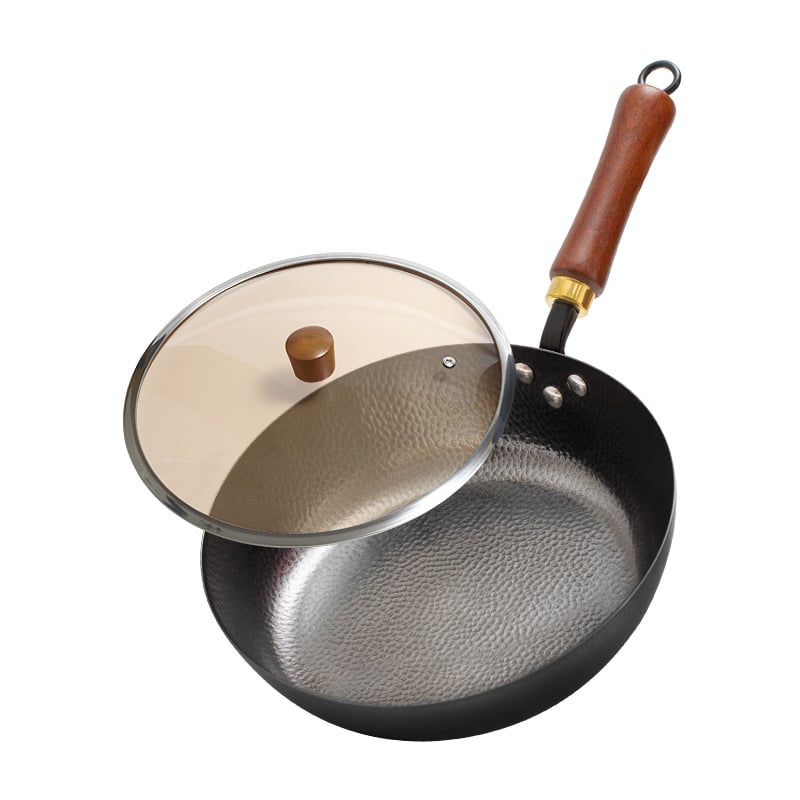 Tigaie plată din fier forjat pentru ouă și fripturi, realizată manual, fără strat, din fier rafinat, potrivită pentru plite cu inducție și gaze, model Pd-jg-015, greutate 1,1 kg