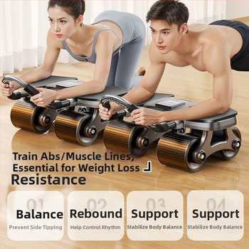 Nelja ratta Ab Wheel automaatse tagasipöördumisega – mitte kokkupandav, mudel: Four-wheel Flat Plate Support Ab Wheel, kaal 2,3 kg, sobib kontorisse, koju ja välitingimustesse