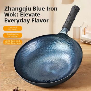 Ketaus wok su dvigubu dugnu, be dangos, stiklinis dangtelis, universalus dujų ir indukcinių viryklių