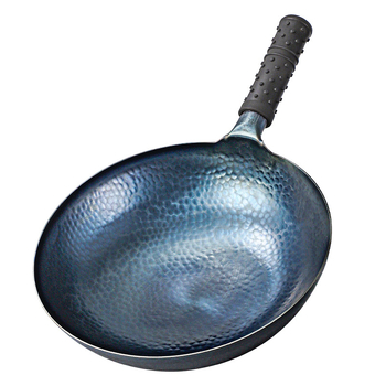 Γουόκ από σφυρήλατο σίδερο με διπλό πυθμένα, χωρίς επίχρισμα, γυάλινο καπάκι, κατάλληλο για εστίες γκαζιού και επαγωγής