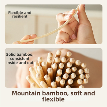 Vienkartiniai bambuko lazdelės, individualiai supakuotos; 100 porų dėžutėje; Medžiaga: Moso bambukas; Mikrobangų krosnelė netinka; Logotipo spauda įmanoma; Personalizavimas galimas