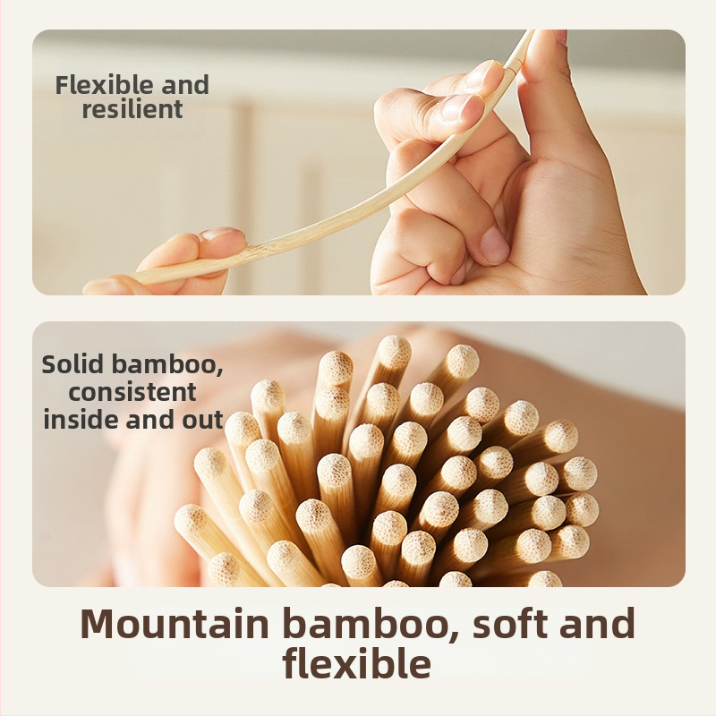 Vienkartiniai bambuko lazdelės, individualiai supakuotos; 100 porų dėžutėje; Medžiaga: Moso bambukas; Mikrobangų krosnelė netinka; Logotipo spauda įmanoma; Personalizavimas galimas