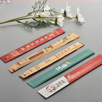 Dalyti lazdelės valgymo komplektas su pritaikytu logotipu, įtrauktas popierinis pakavimo maišelis, aukštos raiškos spausdinimas, 100 vienetų pakelis viešbučiams ir prabangiems restoranams